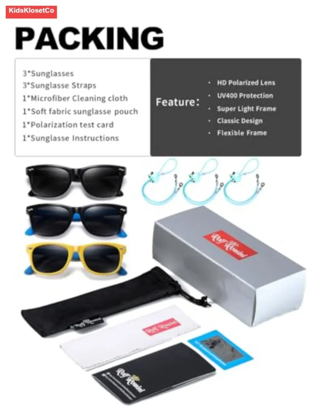 Polarized Kids Sunglasses Toddler Sun Glasses UV400 Protection Age 2-8